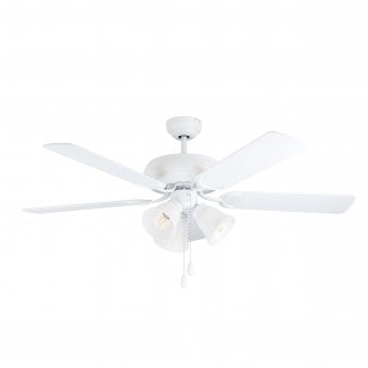 Las Palmas Ceiling Fan & Light in White with Reversible Laminate Wood White or Oak-Coloured Blades
