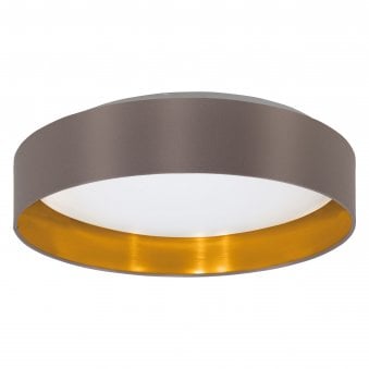 Maserlo 2 LED Flush Ceiling Light in Cappuccino and Gold Fabric