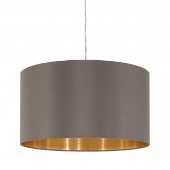 Maserlo Small Cappucino and Gold Fabric Pendant Light