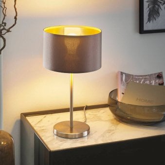 Maserlo Table Lamp with a Cappucino and Gold Shade