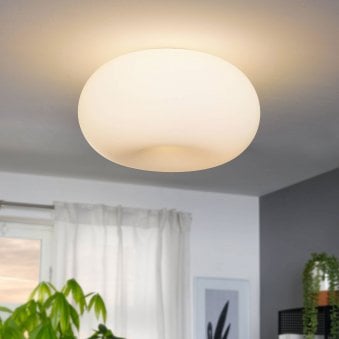 Optica Large Opal White Glass Globe Ceiling Light