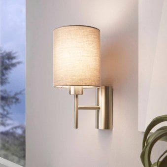 Pasteri Wall Light in Matt Nickel with a Taupe Shade