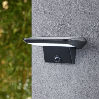 Porrassa Solar PIR Motion Sensor Outdoor LED Light in Black