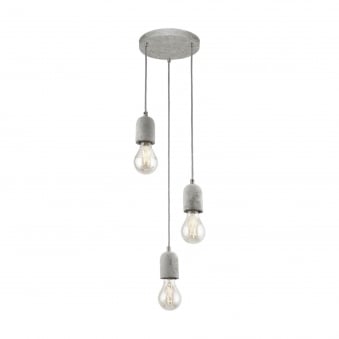 Silvares Concrete Triple Cluster Pendant Light
