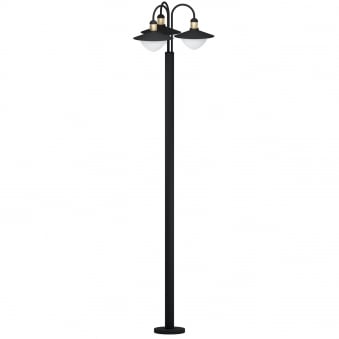 Sirmione IP44 Outdoor Post Light in Black and Gold