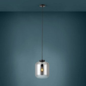 Bulciago 250mm Black Pendant with Black Vaporized Glass