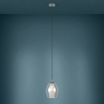 Estanys Single Drop Pendant with Black Vaporized Glass