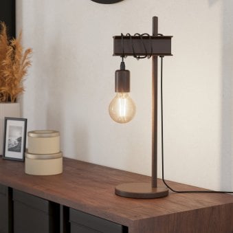 Townshend 4 Industrial Style Table Lamp in Rust Brown