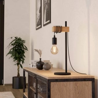Townshend Table Lamp in Black and Natural Oak