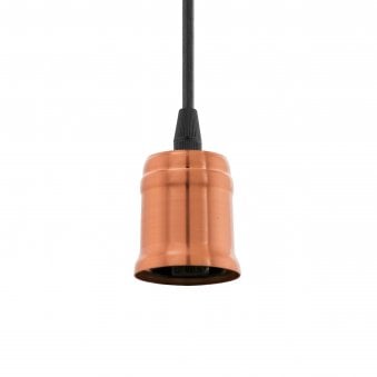 Yorth E27 Pendant Suspension Kit in Bushed Copper With Black Braided Cable