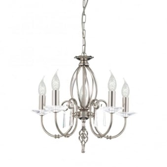 Aegean Five Arm Polished Nickel Chandelier or Semi Flush