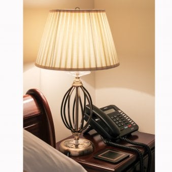 Aegean Table Lamp in Aged Brass and Ivory Cotton Shade