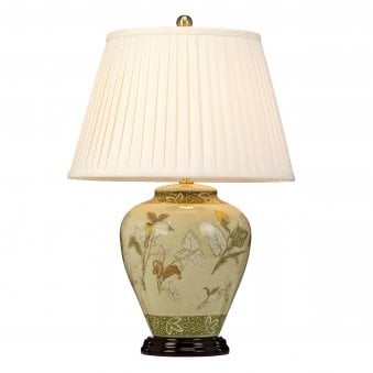 Arum Chinese Porcelain Table Lamp in Green and Cream
