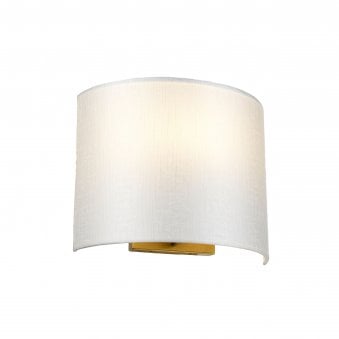 Cooper Medium Curved Wall Light in Aged Brass with Ivory Faux Silk Shade