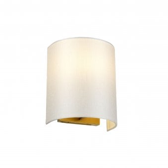 Cooper Small Curved Wall Light in Aged Brass with Ivory Faux Silk Shade