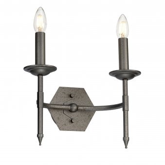 Crown Twin Arm Wall Light in an Iron Gate Finish