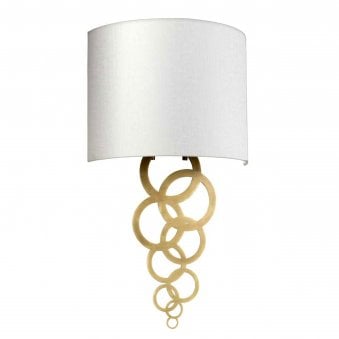 Curtis Medium Wall Light in Aged Brass with Ivory Faux Silk Shade