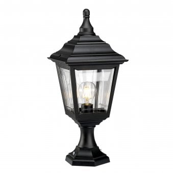 Kerry 4 Sided External Pedestal or Porch Light in Black