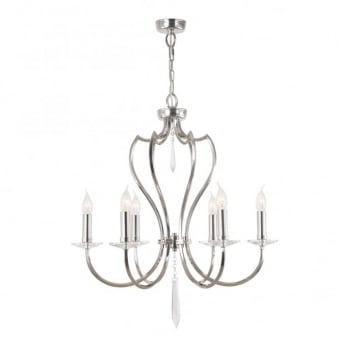 Pimlico Six Arm Polished Nickel Chandelier