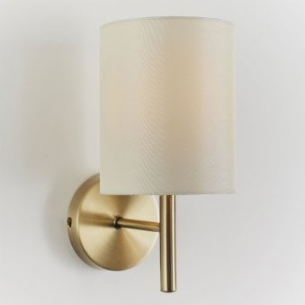 Brio Wall Light in Antique Brass with Cream Shade