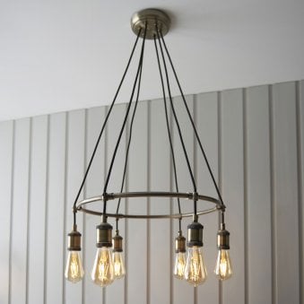 Hal Six Light Antique Brass Pendant