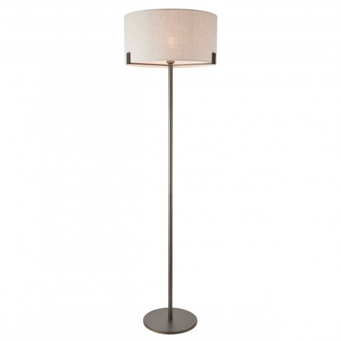 Endon Lighting Endon Lighting Hayfield Floor Lamp in Brushed Bronze with Neutral Linen Shade