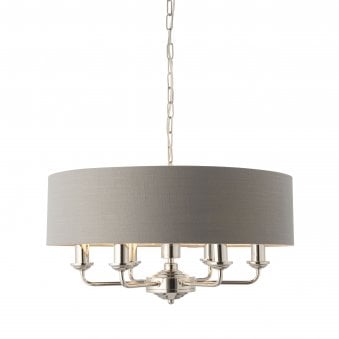 Highclere Six Light Pendant in Nickel with Charcoal Shade