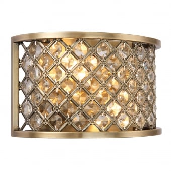 Hudson Antique Brass and Crystal Glass Bead Wall Light