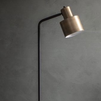 Mayfield Floor Lamp in Antique Brass and Matt Black