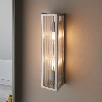 Newham Two Light Ribbed Bathroom Wall Light in Chrome 