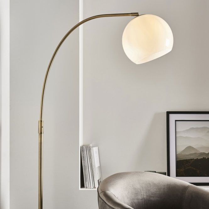 Endon Lighting Endon Lighting Otto Floor Lamp in Antique Brass with a Black Marble Base