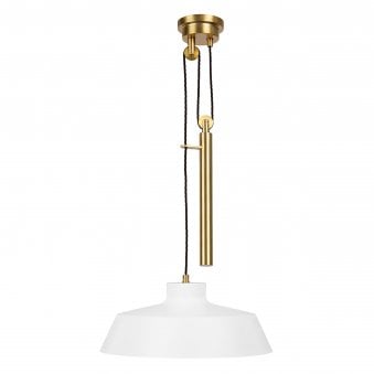 Candor Height Adjustable Rise & Fall Single Pendant in Matt White