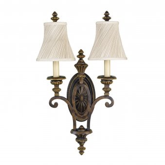 Drawing Room Twin Lamp Wall Light in Walnut