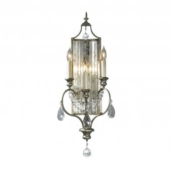 Gianna Three Lamp Wall Light with Aged Mirrored Glass