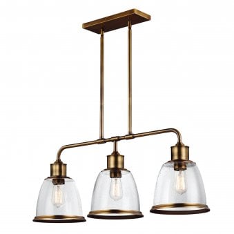 Hobson Three Light Island Chandelier in Aged Brass