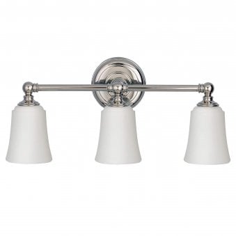 Huguenot Lake IP44 Triple Wall Light in Polished Chrome & Opal Glass