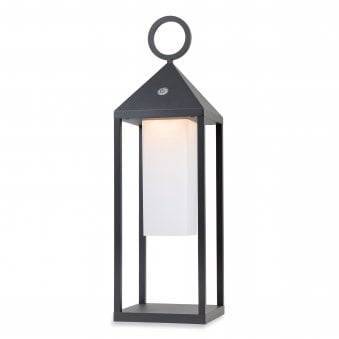 Aruba Exterior Portable IP54 LED Table or Floor Lantern in Graphite with Opal Diffuser