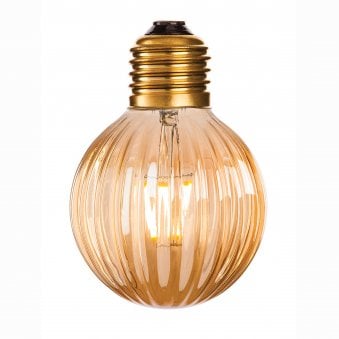 E27 Ribbed Warm White Amber LED Globe 4W 3000K 450lm