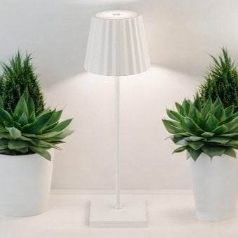 Koko Exterior Portable IP54 LED Table Lamp in White