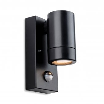 Ravel PIR LED Resin Coastal Exterior Down Wall Light in Black