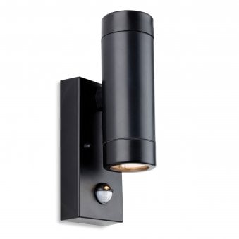 Ravel PIR LED Resin Coastal Exterior Up & Down Wall Light in Black