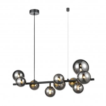 Addington Ten Lamp Linear Pendant with Smoked Glasses