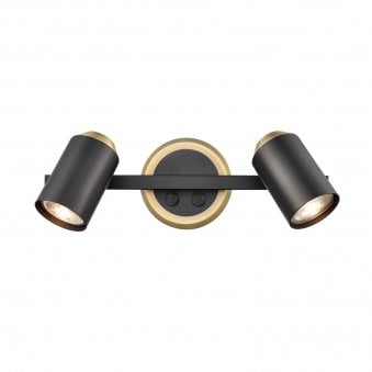 Herston Two Lamp Double Switched Spotlight in Black & Brushed Brass