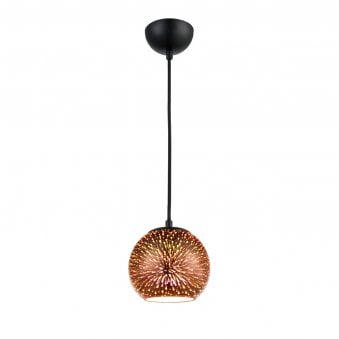 Veryan 150mm Copper Glass 3D Infinity Effect Single Pendant