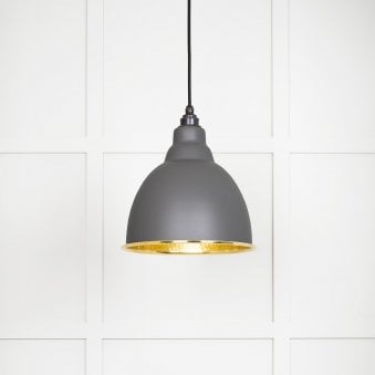 Hammered Brass Brindley Pendant in Bluff