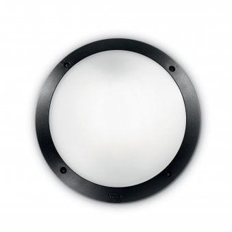 Lucia Coastal IP66 E27 Round Plain Bulkhead Light in Black with Microwave Motion Sensor