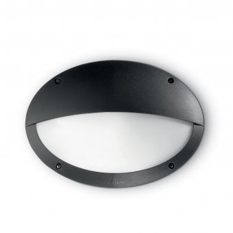 Maddi 2 Coastal IP66 E27 Oval Eyelid Bulkhead Wall Light in Black