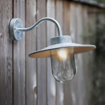 St Ives Swan Neck Exterior Galvanised Wall Light