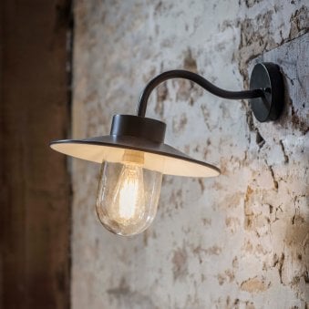 St Ives Swan Neck Exterior Wall Light in Carbon Black