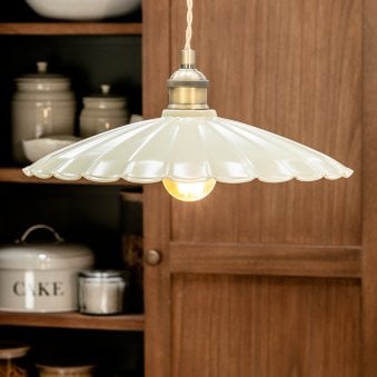 Wanstrow Large Pendant in Brass with Clay Shade 